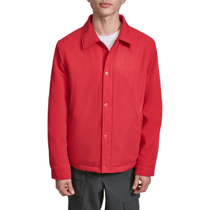 Men's Red <b>Canvas</b> Shirt Jacket Turn-Down Collar Button Closure Casual Outerwear Regular Fit Autumn Wear - Product Image 6