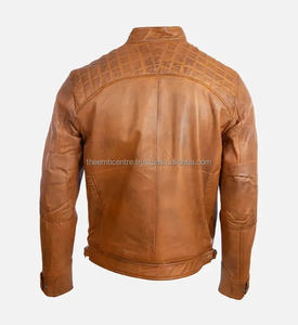 Veste en cuir élégante pour hommes veste en cuir la plus vendue dernière mode pour hommes épaule matelassée Tan Cafe Racer veste en cuir pour hommes - Product Image 3