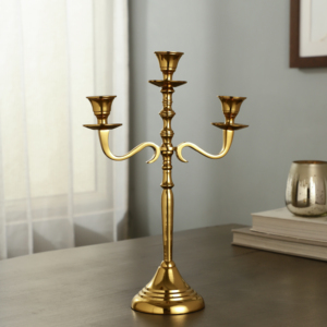 Candélabre de luxe vintage en aluminium à 3 bras, chandelier décoratif en métal, centre de table pour mariage, Noël, table à manger - Product Image 5