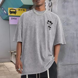 เสื้อยืดคอตตอนย้อมสีแบบแอซิดวอช ผู้ชาย ลายกราฟิกวินเทจ ผลิตตามสั่ง แบรนด์คุณภาพสูง เสื้อยืดพิมพ์ลายแอซิดวอช ทรงโอเวอร์ไซส์ - Product Image 3