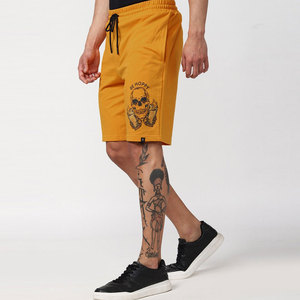 Shorts Bermuda Homme Jaune à Imprimé Crâne, Style Décontracté, Taille Mi-Haute, en Coton Respirant, avec Logo Avant - Product Image 5