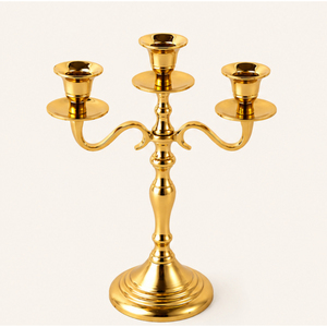 Wholesale Luxury 3 Arm Gold Candelabra Metal <b>Candle</b> Holder Elegant Wedding Table <b>Centerpiece</b> for Event Hotel Dining Room Decor - Product Image 3