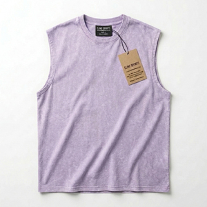 Débardeur Homme Personnalisé Effet Vieilli Délavé Style Hip-Hop Streetwear Haut de Gamme Noir Anthracite Effet Neige - Product Image 5