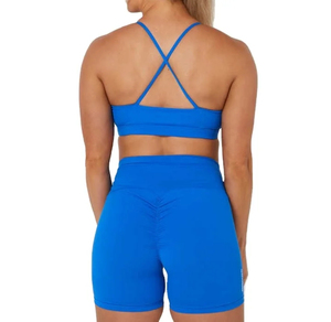 Conjunto Casual de 2 Piezas para Mujer, Color Azul, para Uso Diario, Top Halter, Pantalones Cortos de Cintura Alta, Color Sólido, Tejido de Punto, Spandex Transpirable, Ropa de Primavera/Verano - Product Image 2