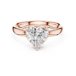 Bague en or rose taille cœur, bague solitaire, bague de fiançailles, bijoux en or jaune, bijoux en or sterling - Product Image 1