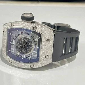 Luxury Men's Diamond <b>Watch</b> Square <b>Case</b> Sapphire Crystal Analog Dial Roman Numeral Silicone Band ETA Quartz Movement 10m Water - Product Image 2