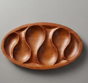 Élégante assiette de service ovale en bois, faite à la main, design minimaliste, couleur unie, pour les fêtes et les dîners, un accessoire de table élégant et indispensable. - Product Image 1