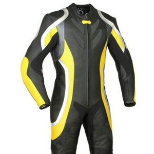 Traje de Motocicleta Profesional de Cuero Amarillo y Negro de 1 Pieza, Traje de Carreras de Alto Rendimiento con Protección Dorsal - Product Image 3