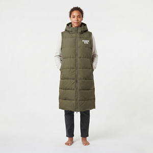 Women's <b>Long</b> Quilted Puffer <b>Vest</b> Hooded Warm Winter Sleeveless Coat Full Zip Casual Streetwear Fashion Jacket - Product Image 2