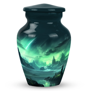 Luxury Marbled Metal Cremation Urn Round <b>Memorial</b> Ashes Keepsake Jar for Home Display - Product Image 1