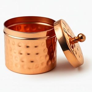 Copper Hammered Spice Canisters With Lids Airtight Food <b>Storage</b> <b>Container</b> <b>Kitchen</b> Vintage Design Handcrafted Stackable - Product Image 6