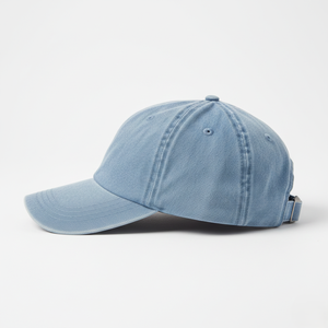 Casquette de baseball sportive en denim délavé bleu clair personnalisée avec design 6 panneaux en tissu standard et sangle à boucle métallique réglable - Product Image 6