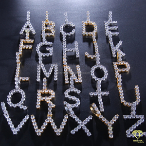 Bling Bubble Letter <b>Pendant</b> Custom <b>Initial</b> Moissanite Diamond Necklace Luxury Fashion Jewelry - Product Image 2