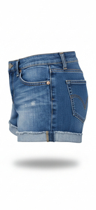 Shorts en jean taille haute 100 % coton pour femme, respirants, décontractés, d'été, avec poches personnalisables, coupe asymétrique vintage - Product Image 3
