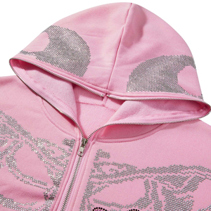 Sweat à capuche décontracté pour femmes, respirant, avec strass, style streetwear, de haute qualité, surdimensionné pour l'hiver - Product Image 3
