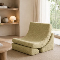 Canapé simple incurvé empilable en bois durable, style Wabi-Sabi, couleur crème, pour la maison et l'usage commercial