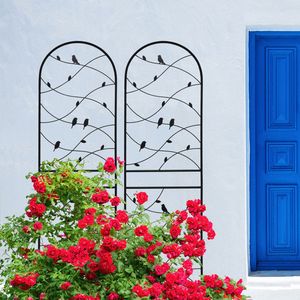 Set di 2 tralicci da giardino in metallo antiruggine neri da 180 cm x 50 cm per decorazioni esterne e supporto per piante rampicanti - Product Image 2