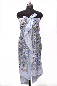 Pareo de Algodón Estampado a Mano para Mujer |   Pareo de Playa Floral Hecho a Mano |   Pario de estilo tradicional indio. - Product Image 3