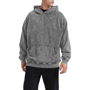 Sweat à capuche oversize pour homme en coton tricoté 360g, anti-plis, délavé à l'acide, imprimé numérique, sans doublure, avec poche, style streetwear - Product Image 1