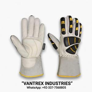 Guantes de Trabajo de Cuero Parflex, Puntas de Dedos Texturizadas Blancas Antideslizantes, Puño Recto, Guantes de Seguridad de Uso General - Product Image 4