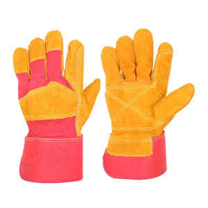 Leather Work <b>Gloves</b> Real Leather Working <b>Gloves</b> Polyester Durable Anti-Slip Breathable Flexible Safety Cuff General Purpose - Product Image 1