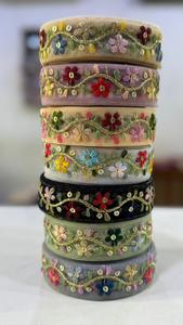 Dentelle en tulle brodée délicate, motifs floraux 3D, perles et paillettes écologiques pour robes de mariée et robes de soirée - Product Image 3