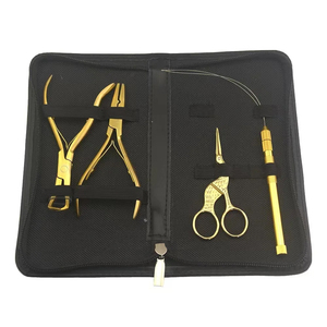 4 Pcs Kit Hair Extension Rings Beads Remover Gold Color Coated <b>Plier</b> Stainless Steel Hair Extension <b>Pliers</b> <b>Set</b> With Zipper Pouch - Product Image 1