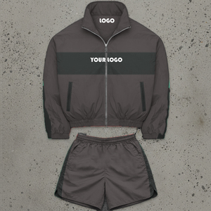 High Quality Custom Two Piece Men <b>Short</b> SetSweatsuit Nylon Full Zip up Windbreaker <b>Jacket</b> <b>Short</b> Set Tracksuit for Men - Product Image 2