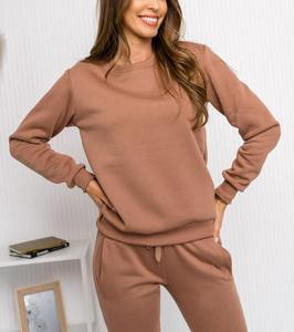 Ensemble de survêtement pour femme, couleur unie, manches longues, col rond, pantalon de jogging décontracté, respirant, 100% coton, vêtements d'automne - Product Image 4