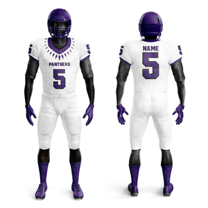 Maillot de football américain unisexe en gros pour équipe, impression par transfert thermique, respirant, avec nom et lettres du club brodés - Product Image 4