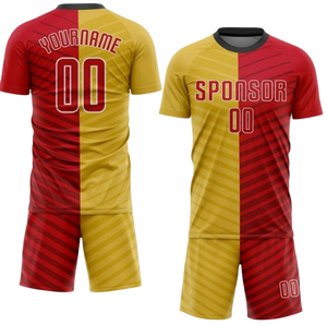Ensemble de maillots de football personnalisés sublimés, imprimé géométrique jaune, manches courtes, uniforme de football unisexe pour adultes, numéros d'équipe 00 - Product Image 4