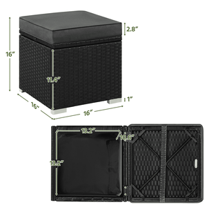 Set di 2 Pouf Contenitori da Esterno in Vimini con Cuscini - Product Image 3