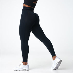 Leggings de yoga sans couture taille haute pour femme avec logo personnalisé, effet push-up fessier, pantalon d'entraînement froncé, contrôle du ventre, vêtements de sport actifs - Product Image 4