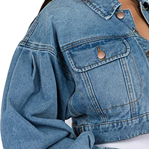 Veste en jean réversible écologique pour femme, automne, manches longues, fermeture éclair, poches, 100% coton, doublure en coton - Product Image 6