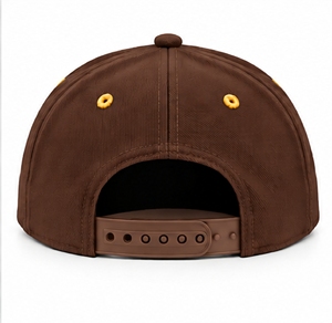 Casquette snapback marron à 6 panneaux avec broderie 3D dorée sur le panneau avant, unisexe, style hip-hop - Product Image 2