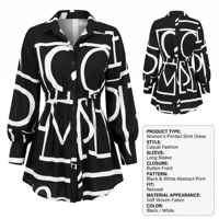 Blouse et jupe midi plissées décontractées pour femmes, 100 % coton respirant, à manches longues, coupe ample, imprimées et boutonnées