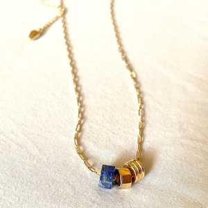 Lapis Lazuli Necklace Sterling Silver Pendant Gold Plated Chain Blue Stone Jewelry Handmade Jewelry Wholesale Supplier - Product Image 3