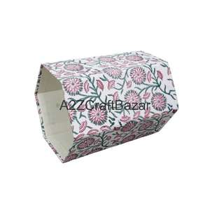 Poubelle élégante pliable hexagonale en carton de papier de coton écologique indien fait main, à dessus ouvert, motifs imprimés DIY, pour hôpital - Product Image 4