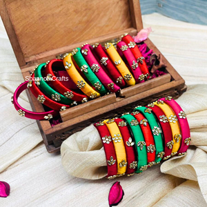 Novedad 2026, Brazaletes Multicolores para Mujer, Hermosos Brazaletes con Pedrería y Hilo Multicolor para Fiesta, Haldi, Mehendi - Product Image 4