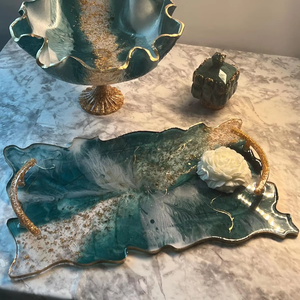 Customized Top Quality Handcrafted Designer <b>Decorative</b> Resin Serving Tray From India - Product Image 1