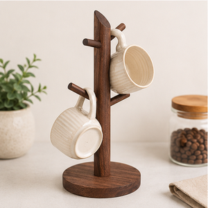 Soporte de Madera Rústico para Tazas, Estilo Granja, Moderno, Ahorra Espacio, Accesorios para Cafetería, Exhibidor Multifuncional para Joyería y Tazas de Té - Product Image 2