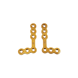 Ensemble de plaques en titane miniatures en forme de L (droite et gauche) bio-compatibles pour la chirurgie maxillo-faciale, destinées aux interventions reconstructives complexes - Product Image 1