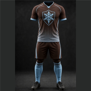 Custom Logo Men's Brown <b>Soccer</b> Jersey Set with Snowflake Logo Sublimated Moisture Wicking Short Sleeve Athletic Fit All Season - Product Image 6
