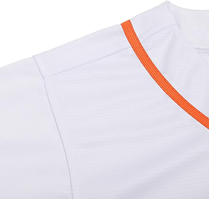 Camiseta de béisbol blanca para mujer con ribete naranja, uniforme de equipo personalizado transpirable, camisa de manga corta con botones - Product Image 4