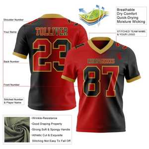 Camiseta de Fútbol Americano Personalizada con Cuello en V, Impresión Sublimada, Poliéster que Absorbe la Humedad, Manga Corta para Hombre, Talla Grande para Adultos - Product Image 5