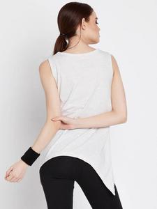 Camiseta sin mangas gris para mujer, cuello redondo, algodón, estampado de letras en la parte delantera, informal, transpirable, tejida, para hacer ejercicio - Product Image 4