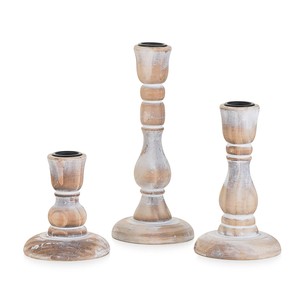 Ensemble de bougeoirs carrés en bois de manguier blanchi - Décoration de maison de style côtier - Vente en gros - Product Image 3