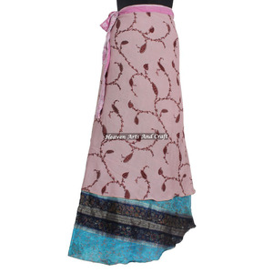 <b>Boho</b> New Arrival New Indian Ladies Vintage Beautiful Women Silk Magic Wrap <b>Skirt</b> Recycled Silk Sari Magic Long Wrap Indian Print - Product Image 2