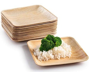 Durable Areca Leaf <b>Disposable</b> Plates Natural 7Inches Square Shape for Steamed Food and Hot Dishes Street Food and Outdoor Use - Product Image 1