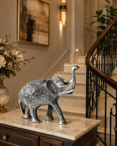 Figurine d'éléphant décorative en argent allemand avec gravure complexe, artisanat indien traditionnel, décoration d'intérieur, cadeau, boîte en velours - Product Image 6